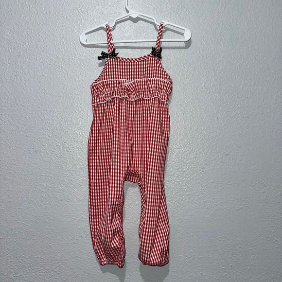 Unbranded Other - Baby Girl Red White Blue Gingham Jumpsuit Romper 6-12 Months 4th of July Summer